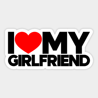 I Love My Girlfriend Red Hearts Love Couple Sticker